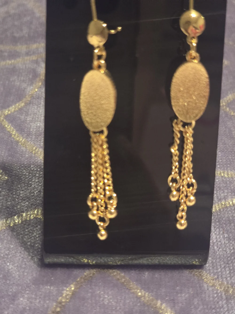 22 kgp Dubai Jewelry Gold Drop Chain Tassel Earrings - Elegant Women’s Jewelry
